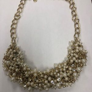 Pearl and Crystal Cluster Statement Necklace